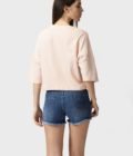 CROPPED COTTON T-SHIRT HALF SLEEVE IN PEACH COLOUR 3
