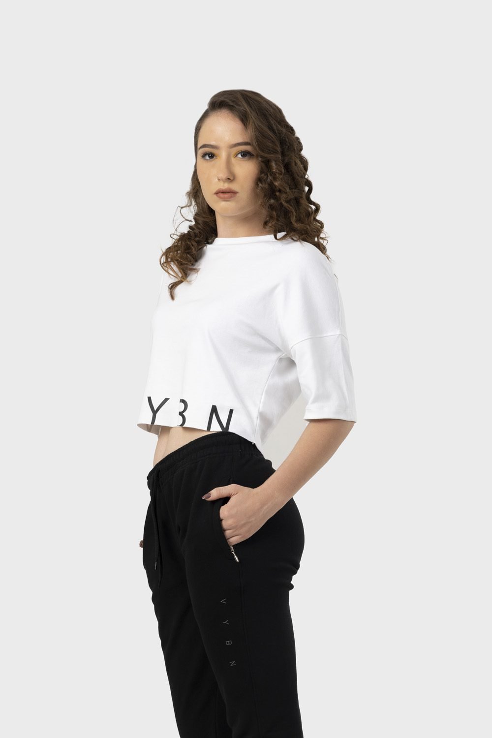 Women_s Crop Top - HIPHOP in Color White 1