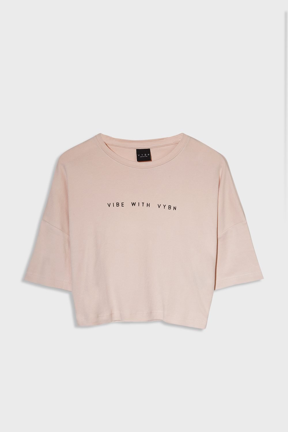 Women_s VYBN Crop Top Half Sleeve in Color Peach Dust_Product 1
