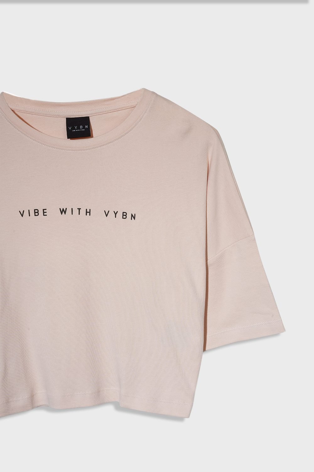Women_s VYBN Crop Top Half Sleeve in Color Peach Dust_Product 3