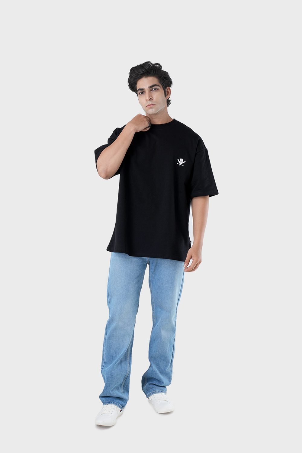 Men_s Drop Shoulder Half-Sleeves T-shirt-HIPHOP in Color Black 2