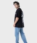 Men_s Drop Shoulder Half-Sleeves T-shirt-HIPHOP in Color Black 3