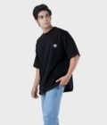 Men_s Drop Shoulder Half-Sleeves T-shirt-HIPHOP in Color Black 4
