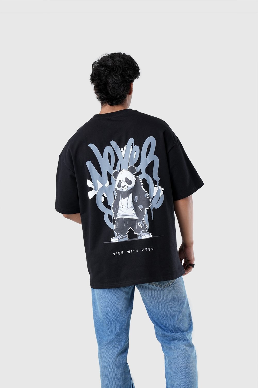 Men_s Drop Shoulder Half-Sleeves T-shirt-HIPHOP in Color Black 5