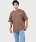 Men_s Drop Shoulder Half-Sleeves T-shirt-HIPHOP in Color Brown2