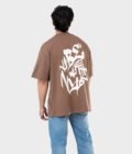 Men_s Drop Shoulder Half-Sleeves T-shirt-HIPHOP in Color Brown3