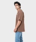 Men_s Drop Shoulder Half-Sleeves T-shirt-HIPHOP in Color Brown4