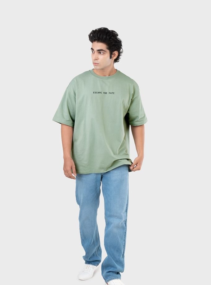 Men's Oversized Drop Shoulder T-Shirt - HIP HOP in Color Sage green