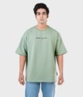 Men_s Drop Shoulder Half-Sleeves T-shirt-HIPHOP in Color Sage Green2