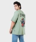 Men_s Drop Shoulder Half-Sleeves T-shirt-HIPHOP in Color Sage Green3