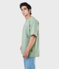 Men_s Drop Shoulder Half-Sleeves T-shirt-HIPHOP in Color Sage Green4