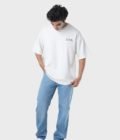 Men_s Drop Shoulder Half-Sleeves T-shirt-HIPHOP in Color off white1