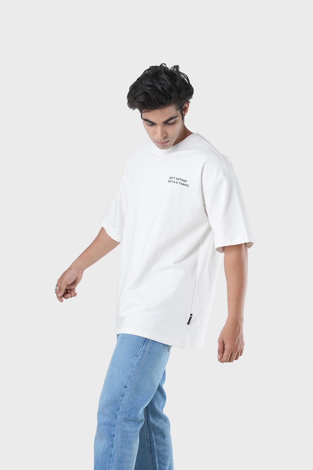 Men_s Drop Shoulder Half-Sleeves T-shirt-HIPHOP in Color off white2