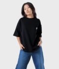 Women_s Drop Shoulder Half-Sleeves T-shirt -HIPHOP in Color Black2