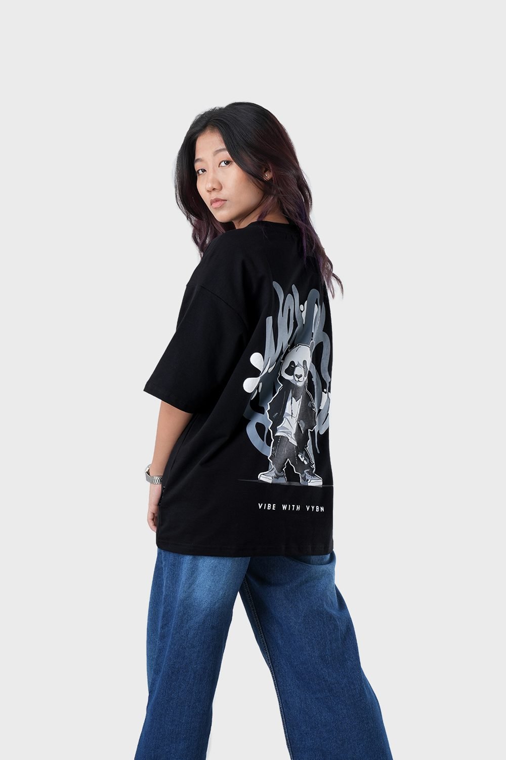 Women_s Drop Shoulder Half-Sleeves T-shirt -HIPHOP in Color Black3