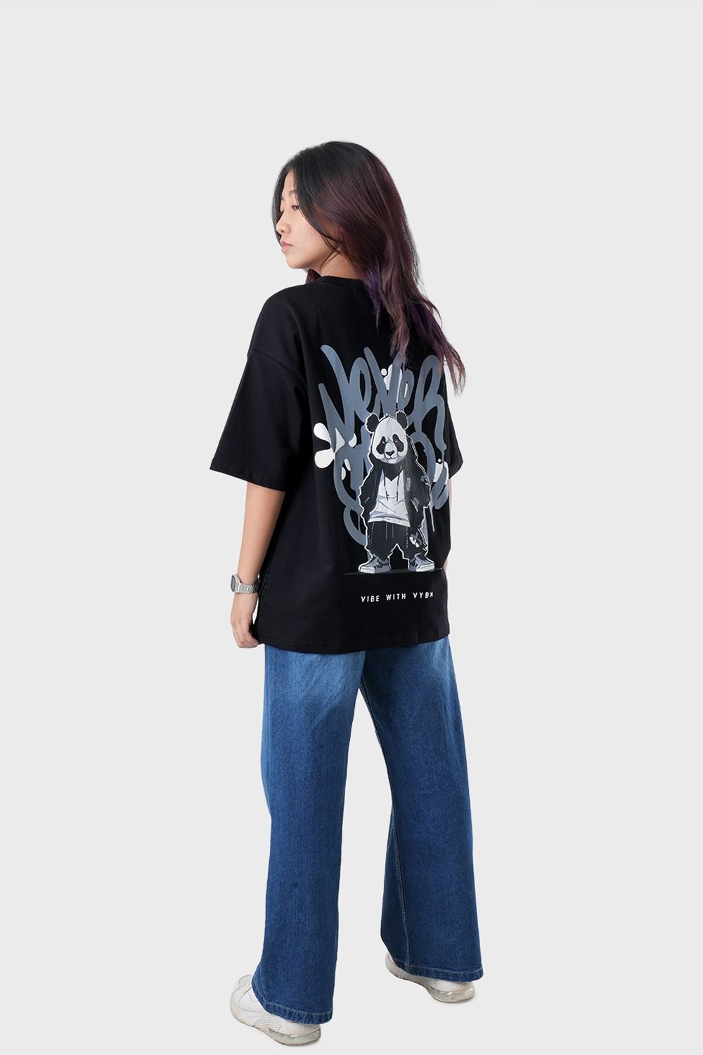 Women_s Drop Shoulder Half-Sleeves T-shirt -HIPHOP in Color Black5