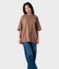 Women_s Drop Shoulder Half-Sleeves T-shirt -HIPHOP in Color Brown1