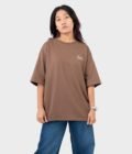 Women_s Drop Shoulder Half-Sleeves T-shirt -HIPHOP in Color Brown2