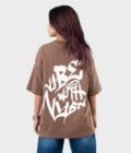 Women_s Drop Shoulder Half-Sleeves T-shirt -HIPHOP in Color Brown4