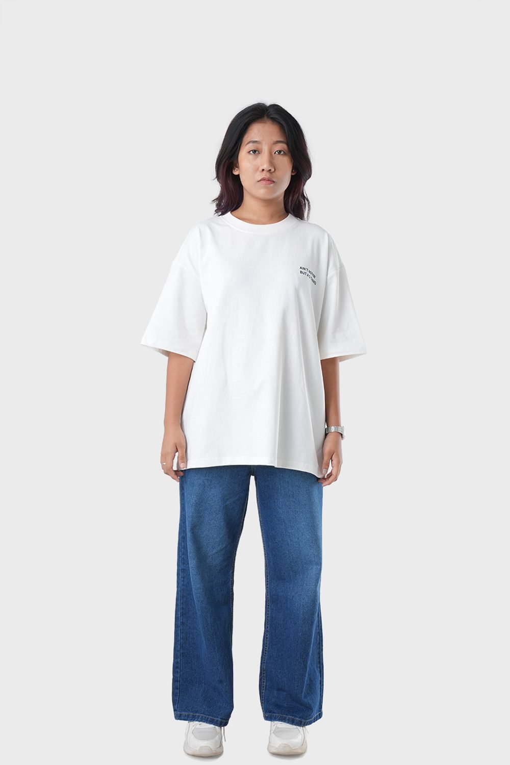 Women_s Drop Shoulder Half-Sleeves T-shirt -HIPHOP in Color Off white1