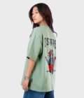 Women_s Drop Shoulder Half-Sleeves T-shirt -HIPHOP in Color Sage Green3