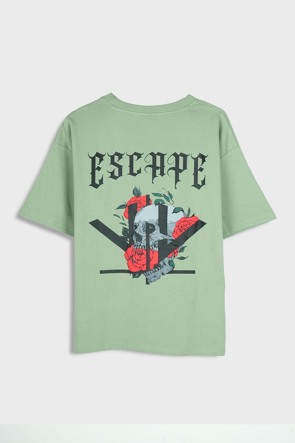 Men_s Oversized Drop Shoulder T-Shirt - HIP HOP in Color Sage green in Color Sage Green flats2